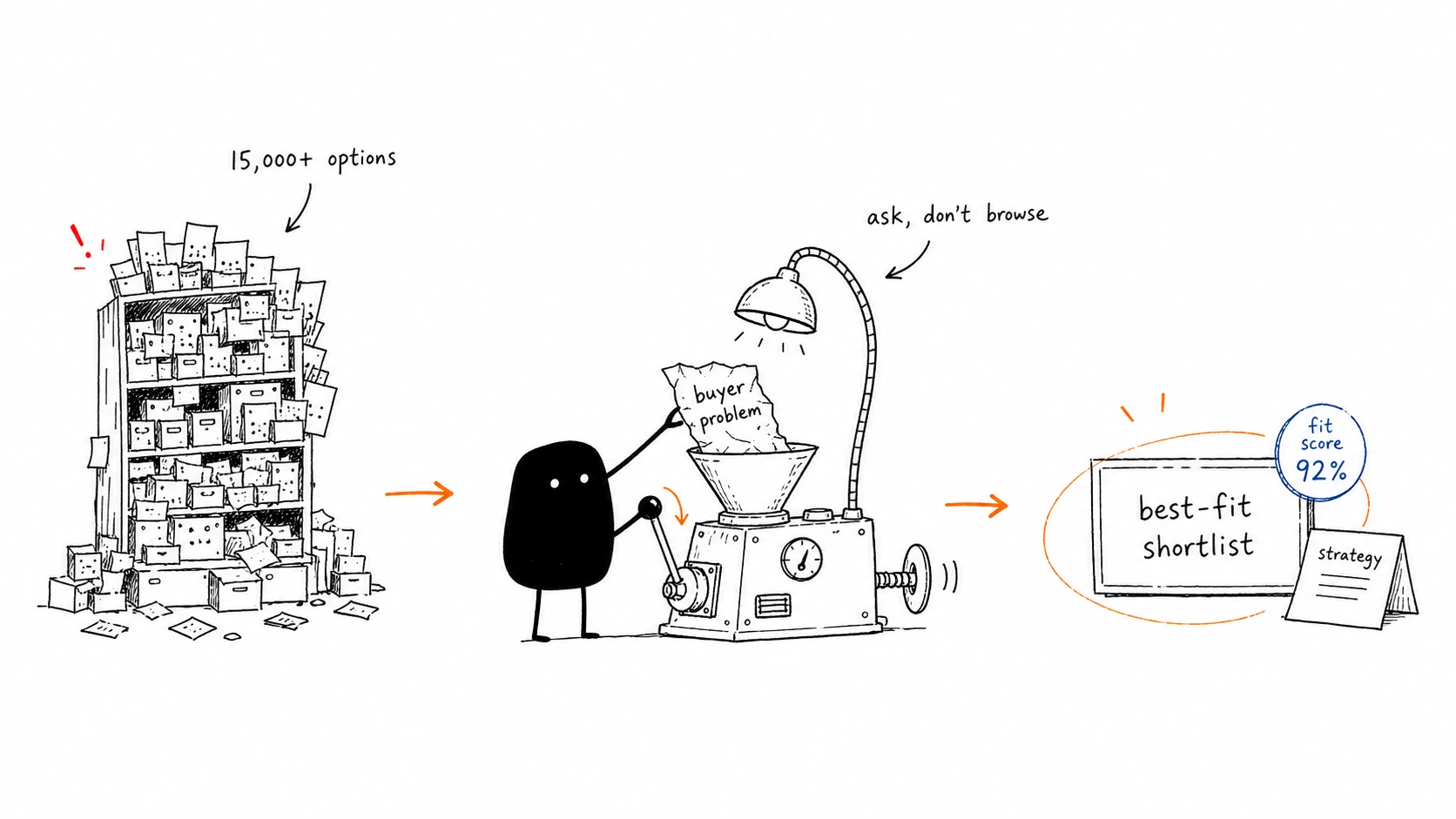 AI-guided discovery in a fragmented market